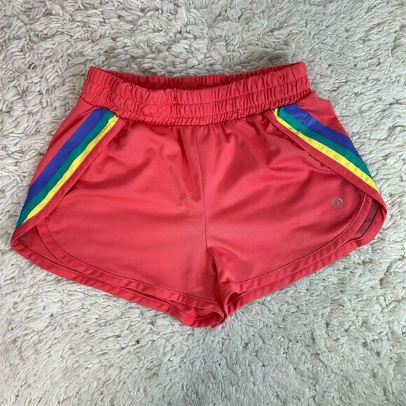 Athletika Couture Women's Pink Dolphin Shorts M Rainbow Trim - Picture 2 of 8